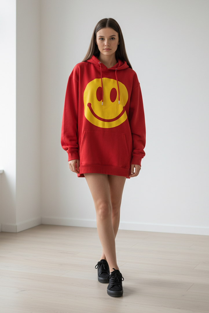 Women,s emoji hoodies-Red SM ,ML