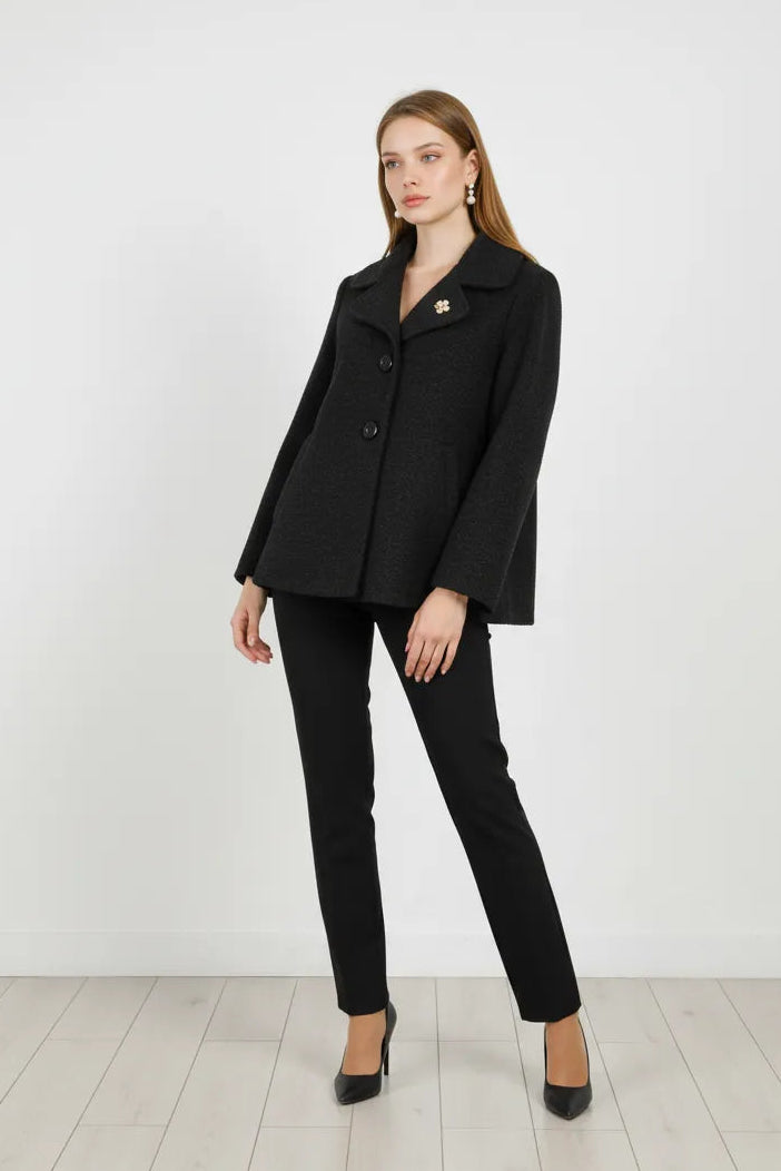 Black Cropped brooch Jacket