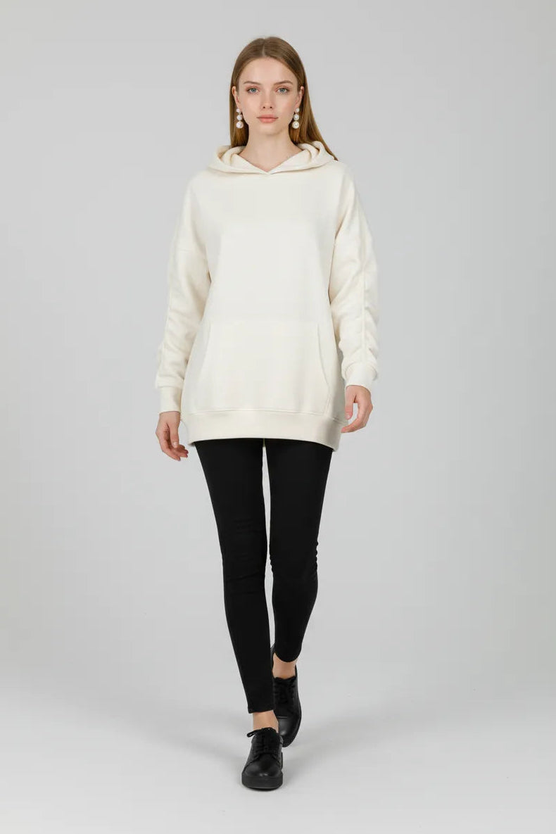 Women's plain beige hoodies