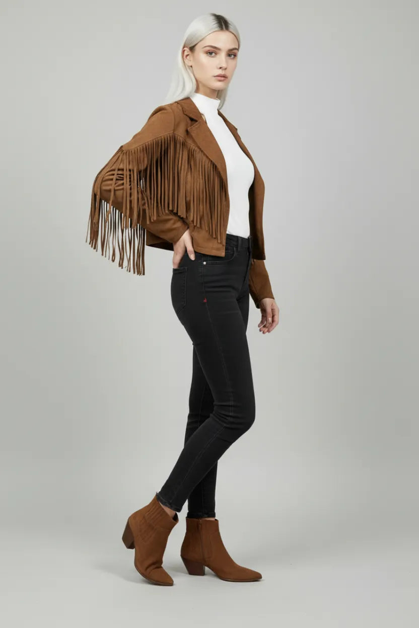Tassel Fringe Suede Short Jacket