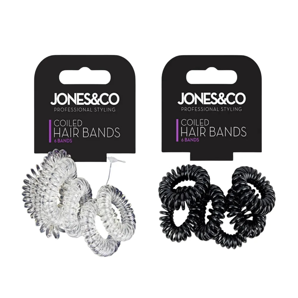 6 Pack Spiral Hair Bobbles – Coil Elastic Tie Bands