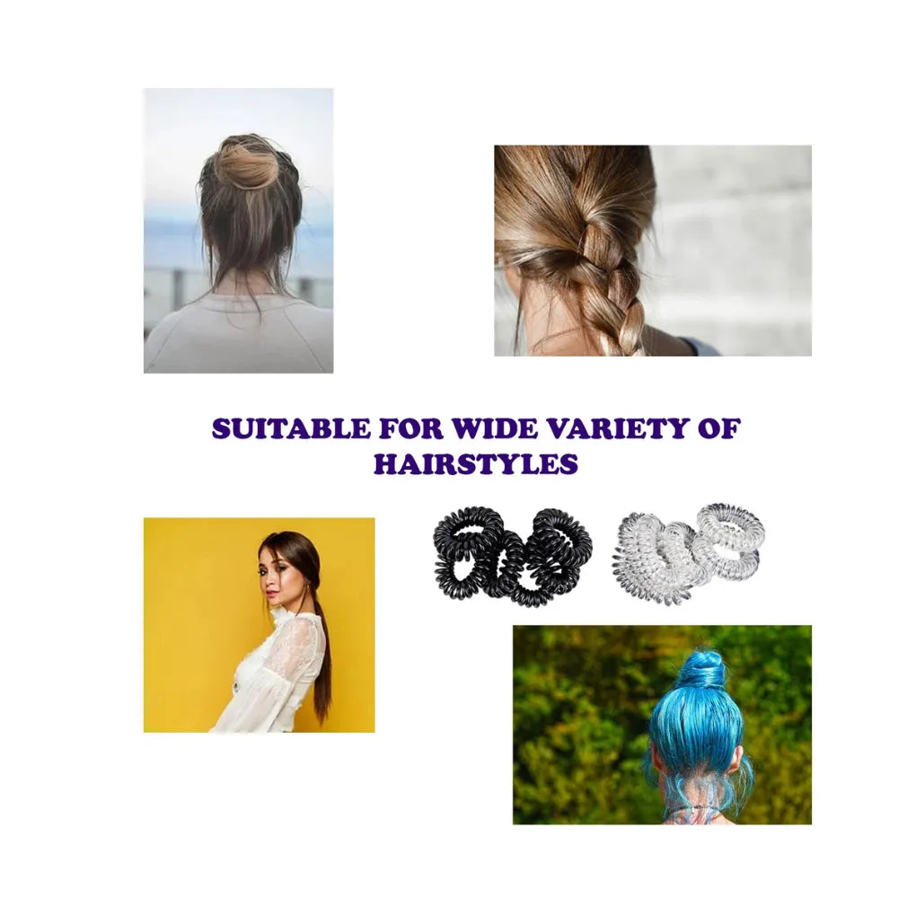 6 Pack Spiral Hair Bobbles – Coil Elastic Tie Bands