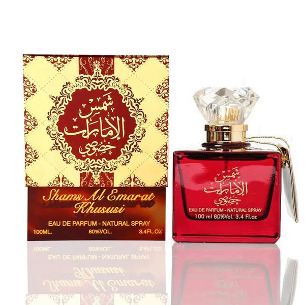 Shiseh Al Amanee perfume bottle and box on a white background
