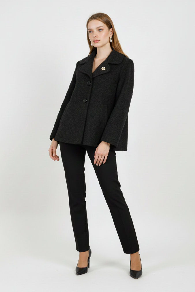 Black Cropped brooch Jacket