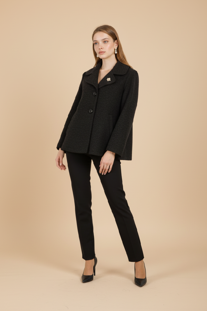 Black Cropped brooch Jacket