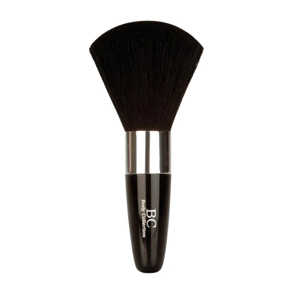 Black makeup brush with silver ferrule and 'BC' branding on a white background