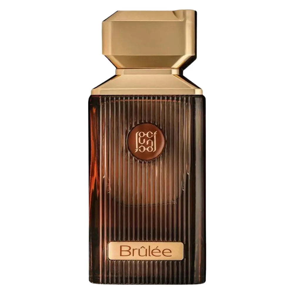 Brèlé perfume bottle with gold cap on a white background