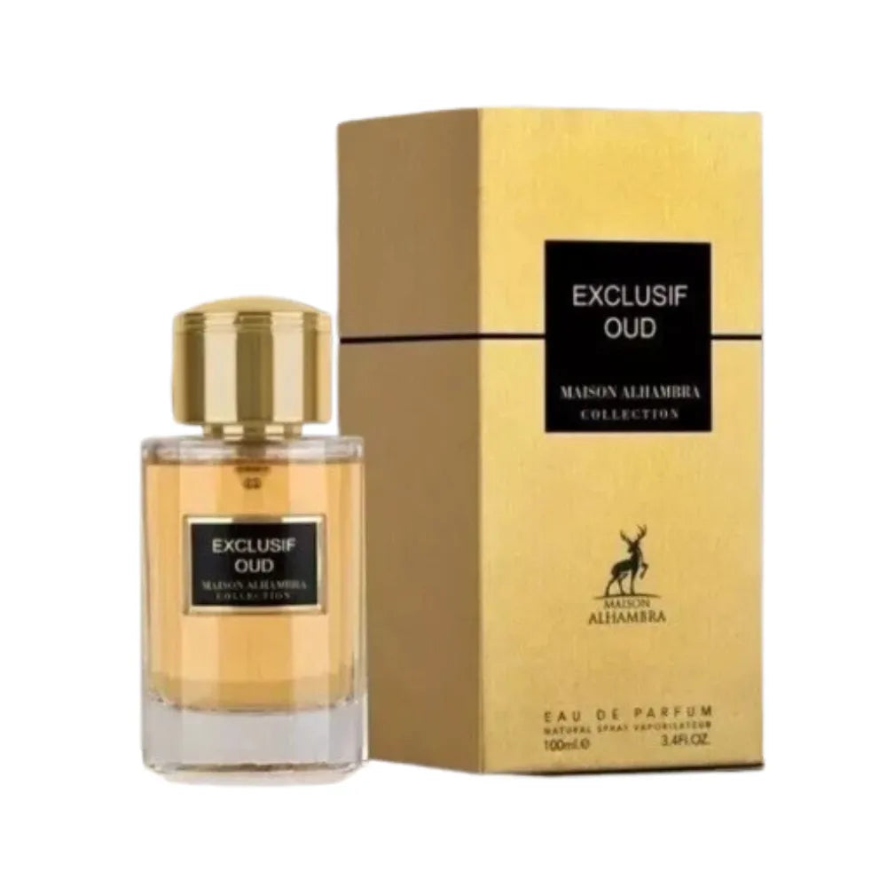 Exclusif Oud perfume bottle and packaging on a white background