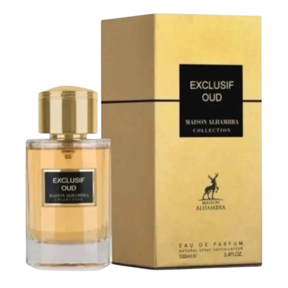 Exclusif Oud perfume bottle and packaging on a white background