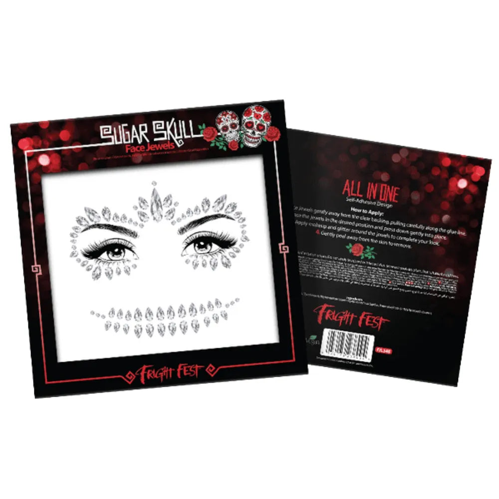 Fright Fest Sugar Skull Face Jewels Halloween