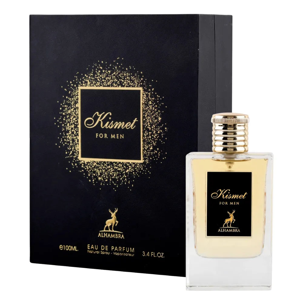 Kismet for Men perfume bottle and packaging on a white background