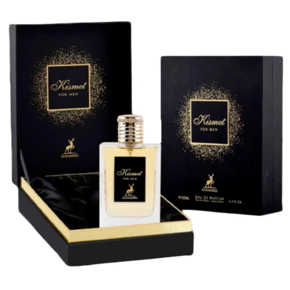 Kismet for Men perfume bottle and packaging on a white background