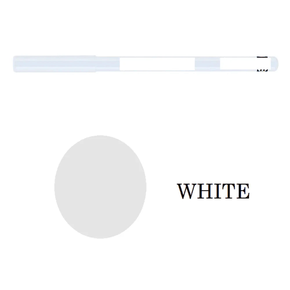 White color swatch with the word 'WHITE' on a white background