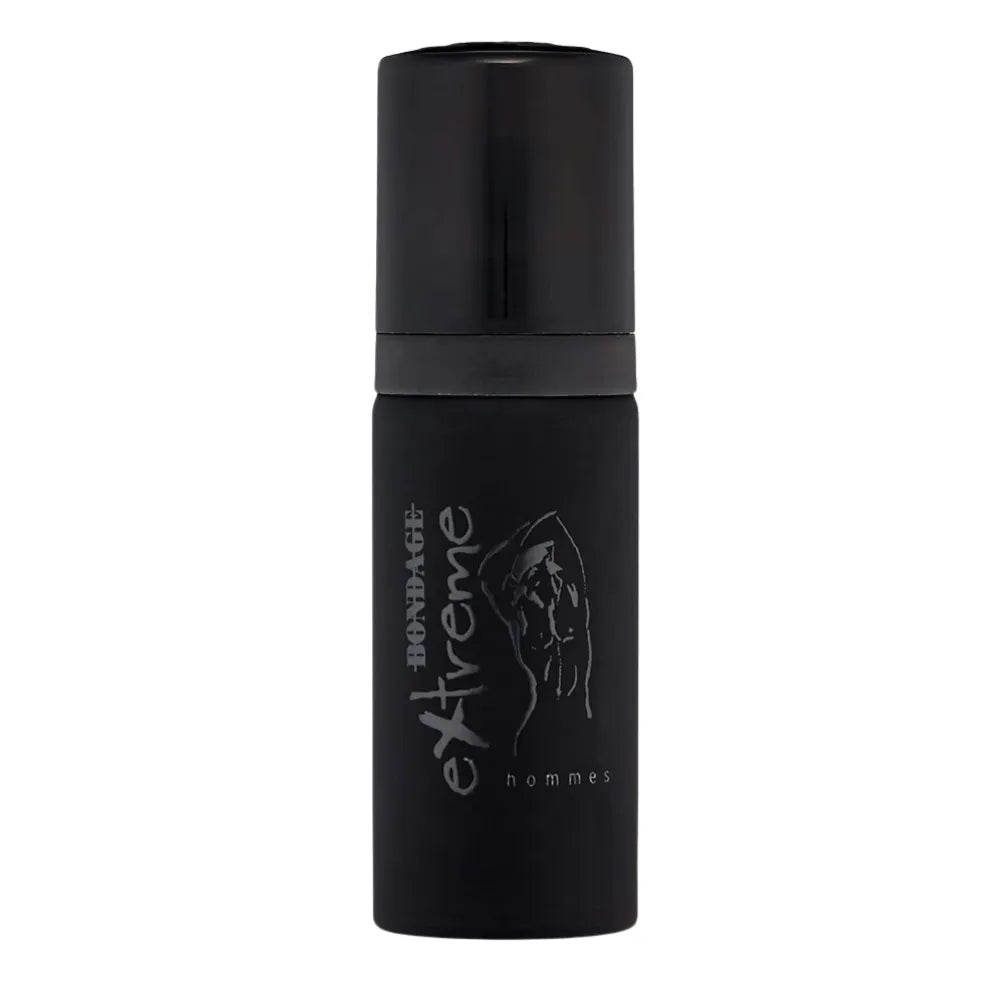 Black deodorant bottle with 'Bombege' branding on a white background