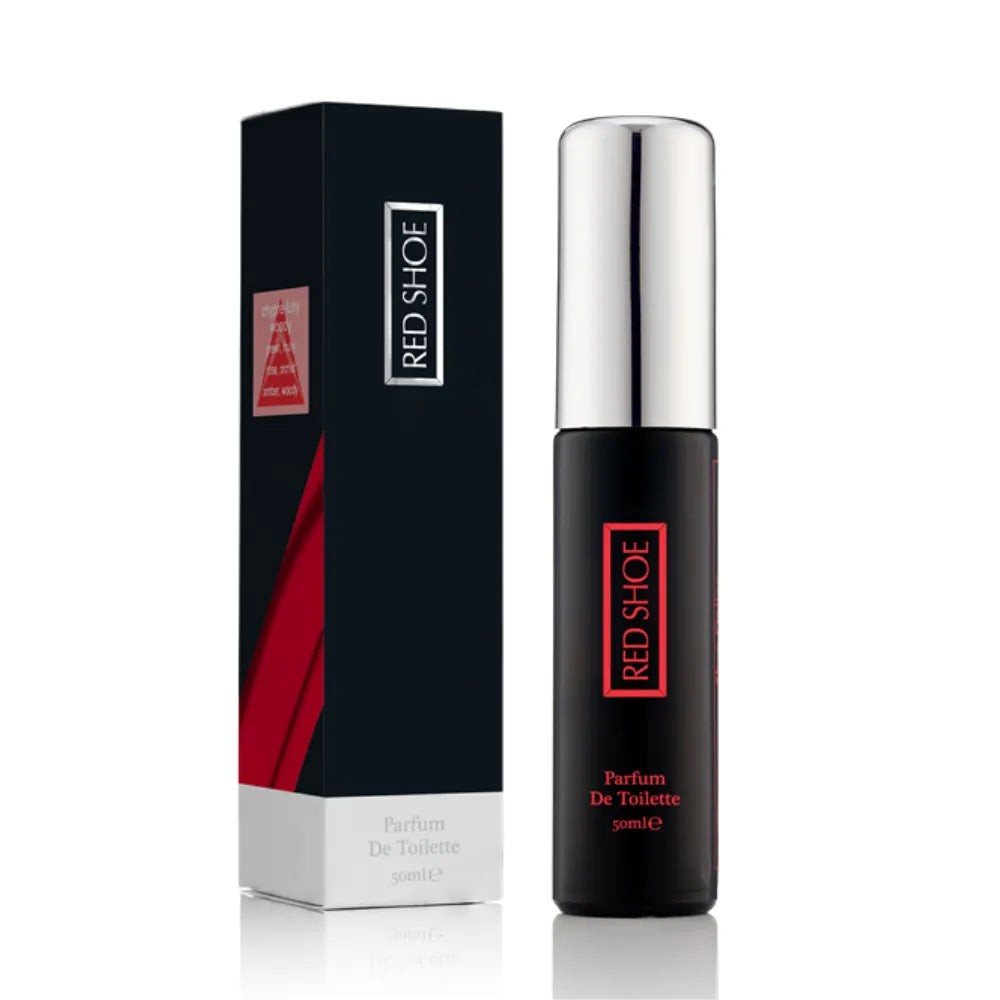 A 30ml perfume de toilette bottle and its packaging box from the brand RED SHOE, displayed on a clean white background with a subtle reflection.