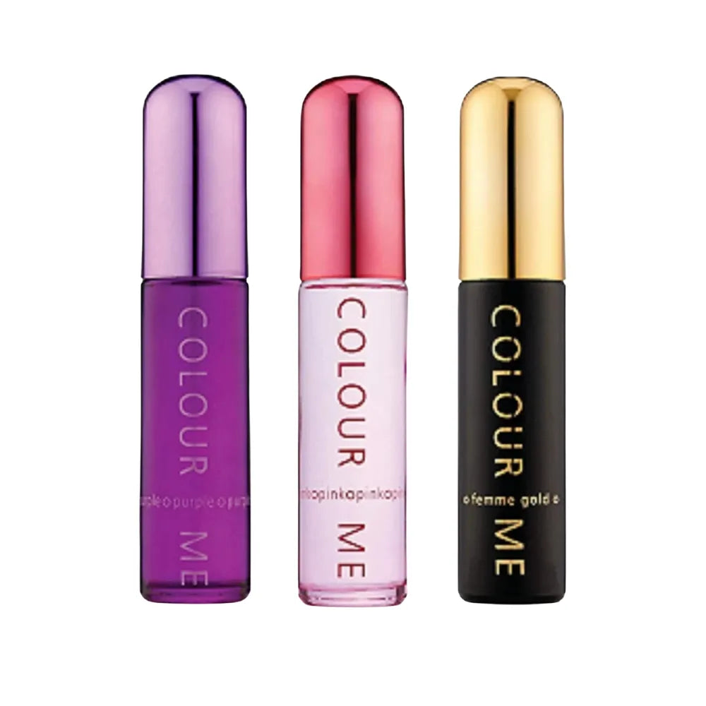 Milton Lloyd Colour Me Pink, Purple & Gold Femme Perfume Gift Set – 3 x 50ml EDP for Women