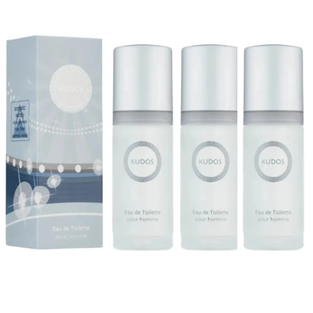 Kudos Eau de Toilette bottles and packaging on a white background