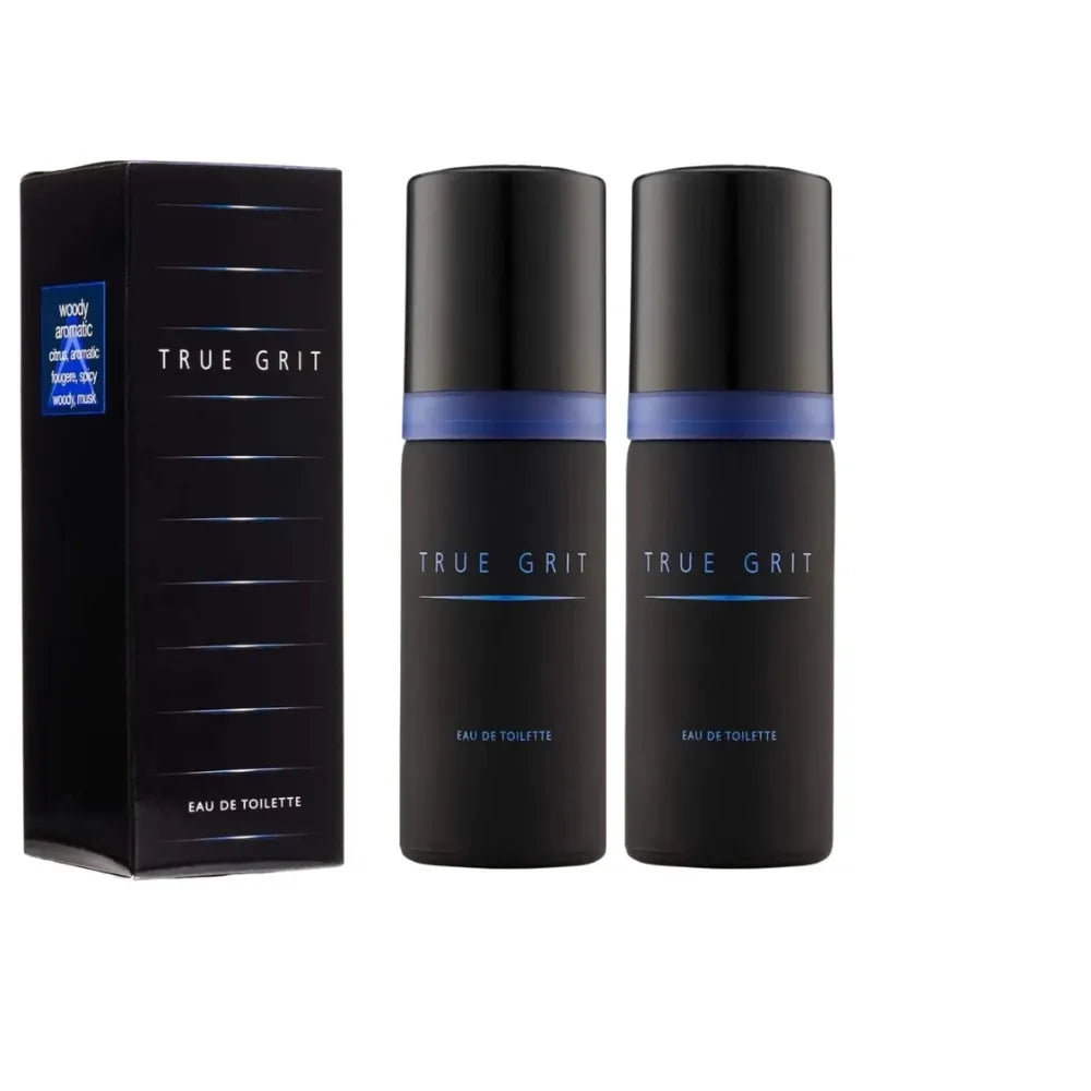 True Grit Eau de Toilette packaging including bottles and box on a white background