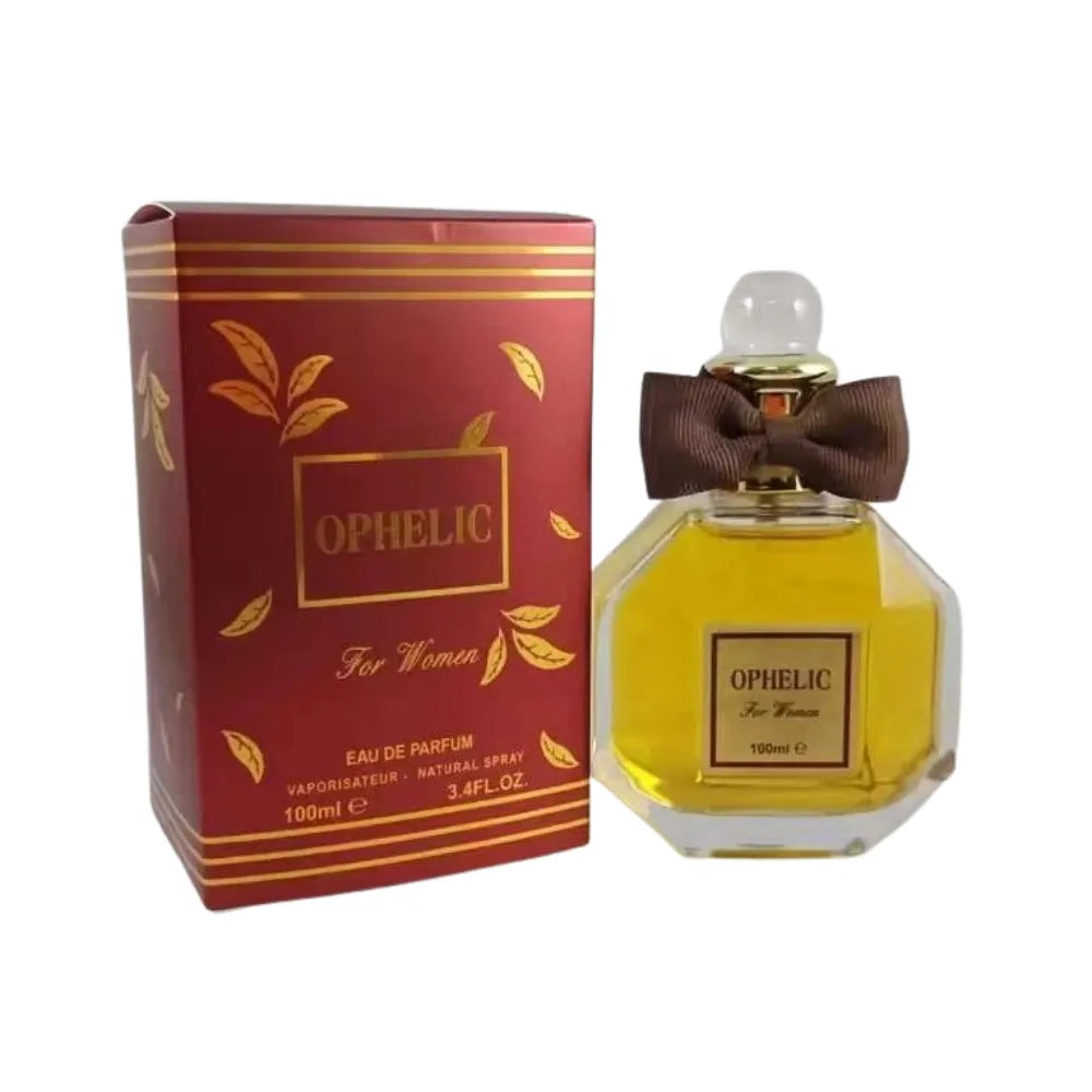 Ophelic perfume bottle and packaging on a white background