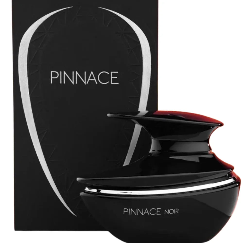 Black and red Pinnace Noir product with packaging on a white background