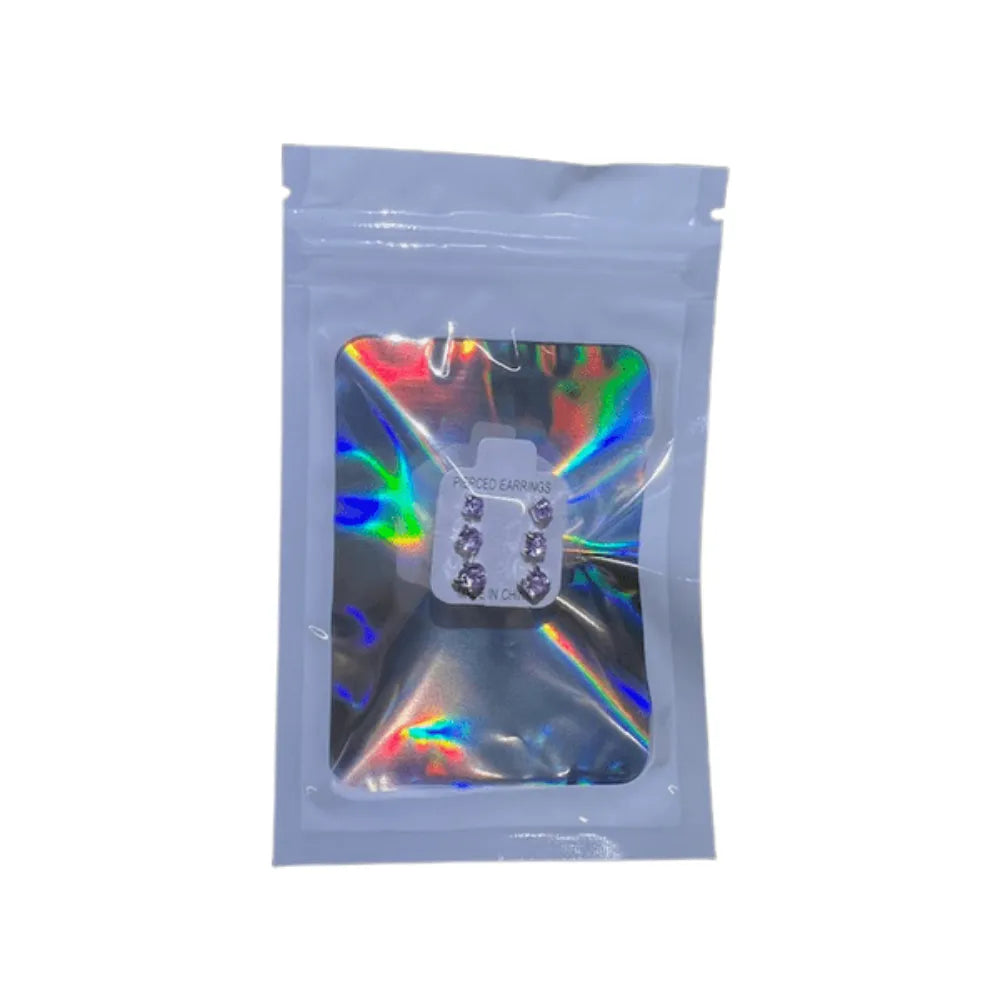 Purple Stud Earrings Set – 3 Pairs