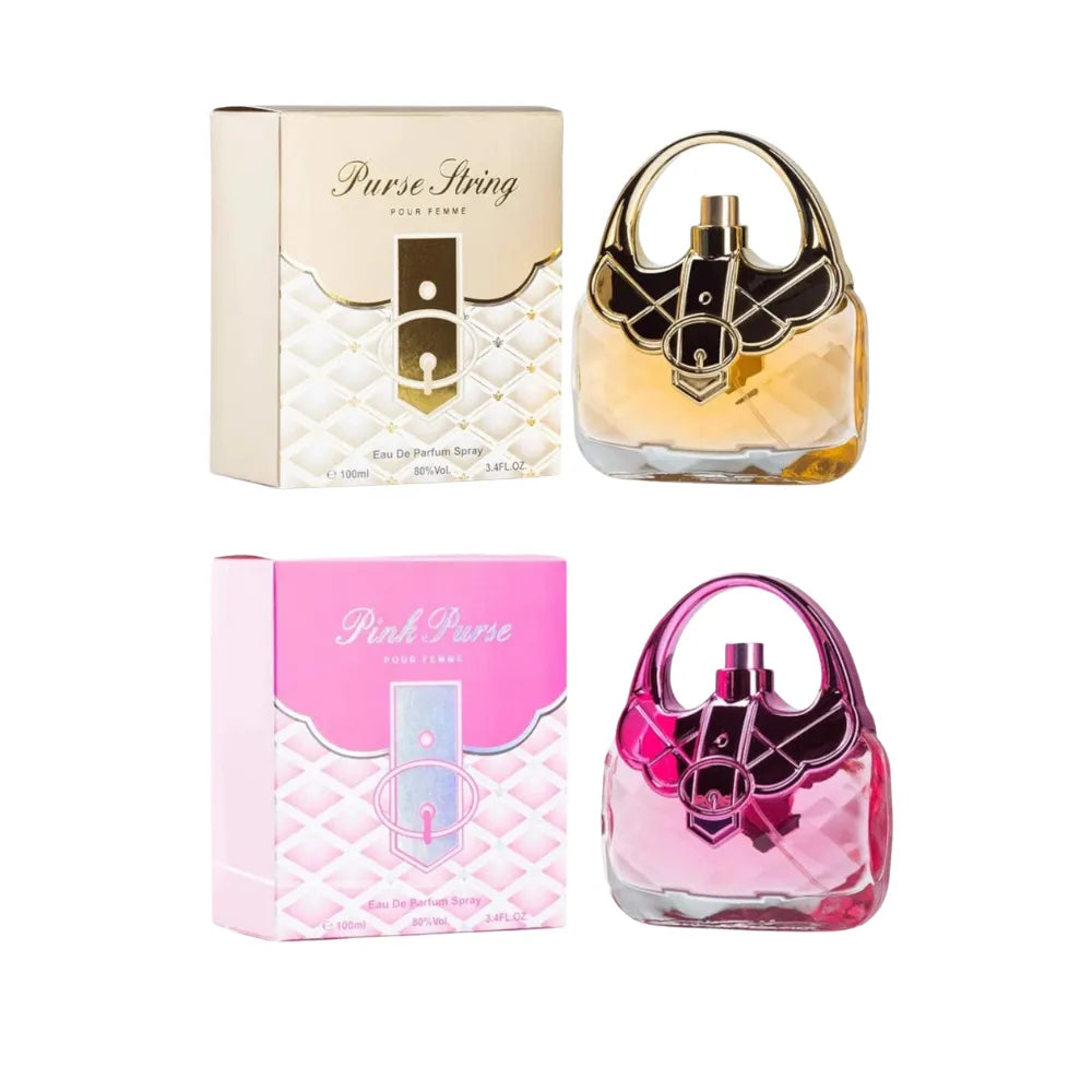 Two perfume bottles with packaging on a white background