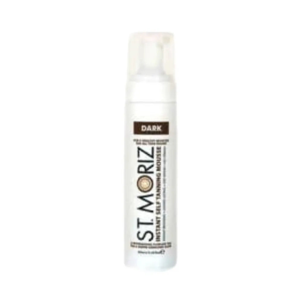 St. Moriz instant self-tanning mousse bottle on a white background