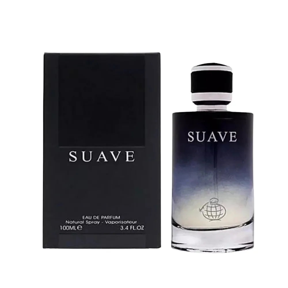 Suave perfume bottle and packaging on a white background