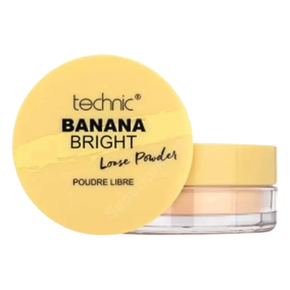 technic Banana Bright Loose Powder with yellow lid on a white background