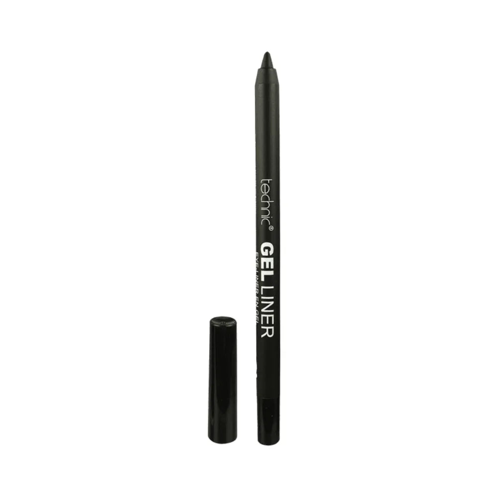 Black gel eyeliner pen with cap on a white background