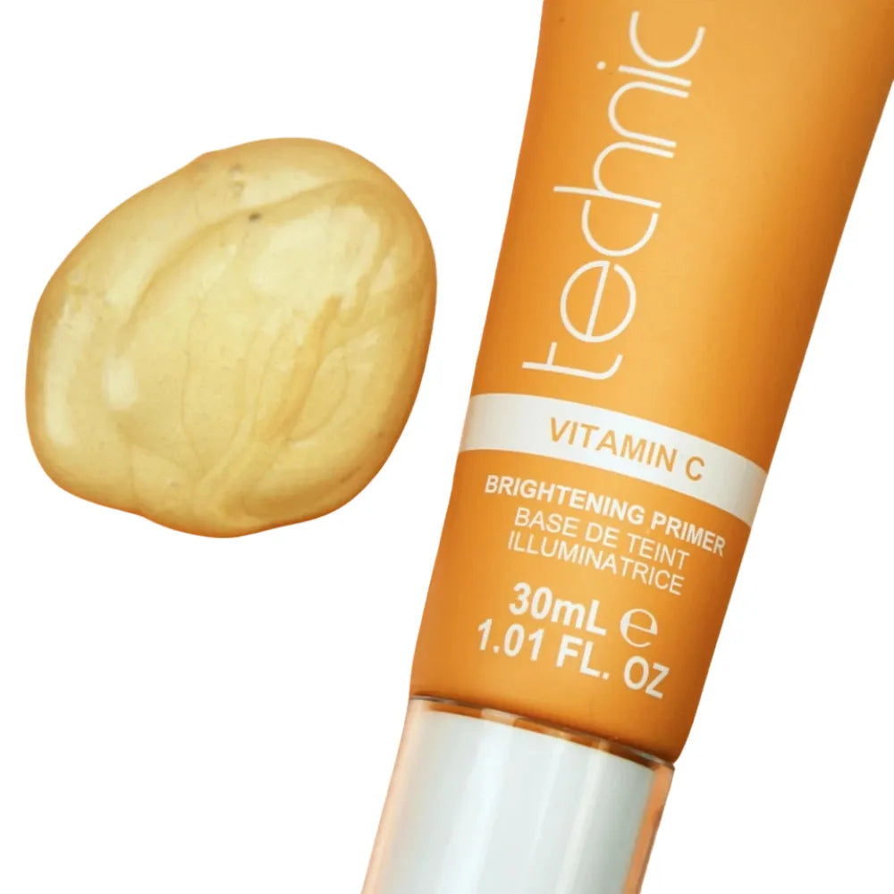 Technic Vitamin C brightening primer bottle with a sample on a white background