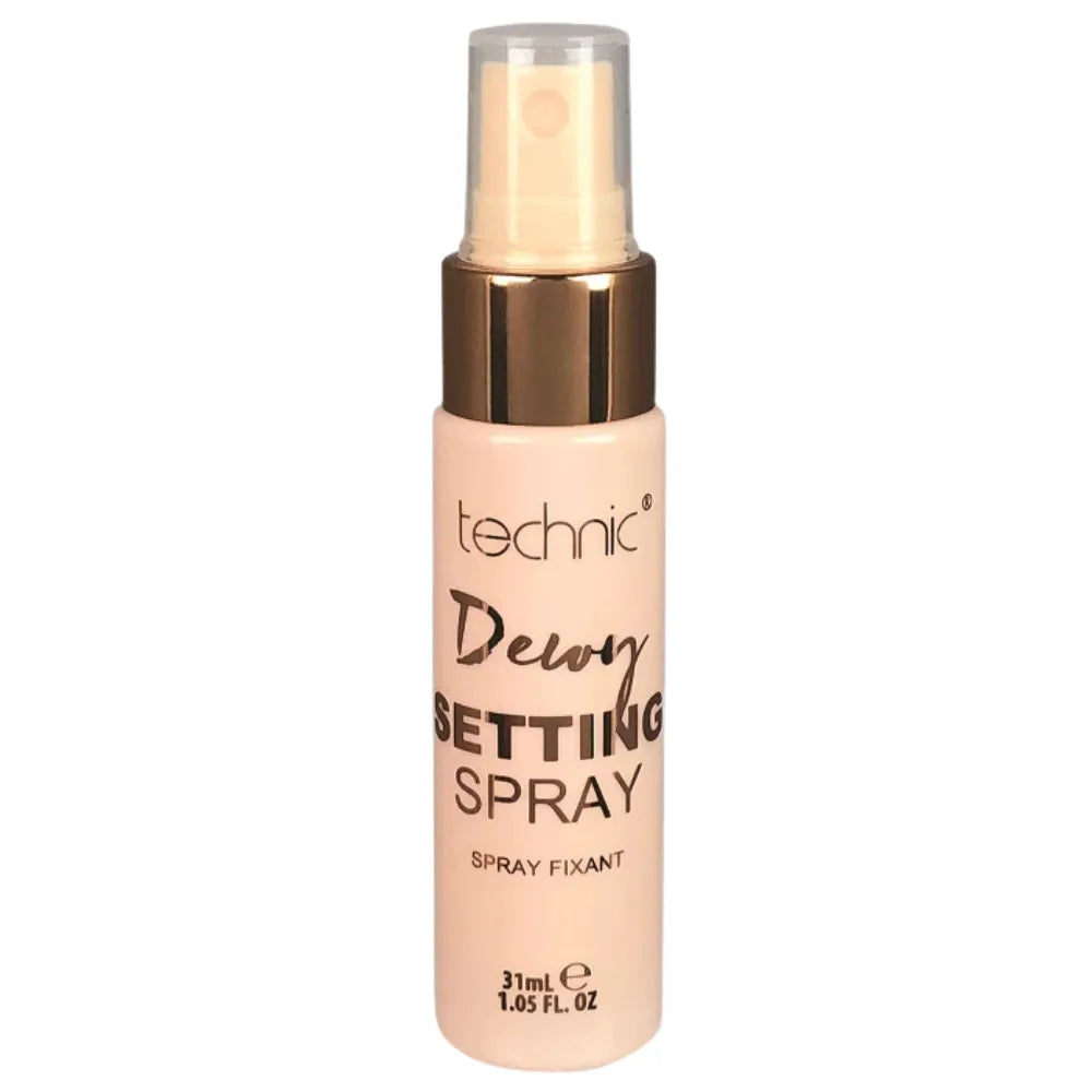 Technic Dewy Setting Spray bottle on a white background