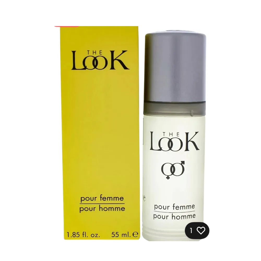 Perfume bottle and packaging of 'The Look' on a white background