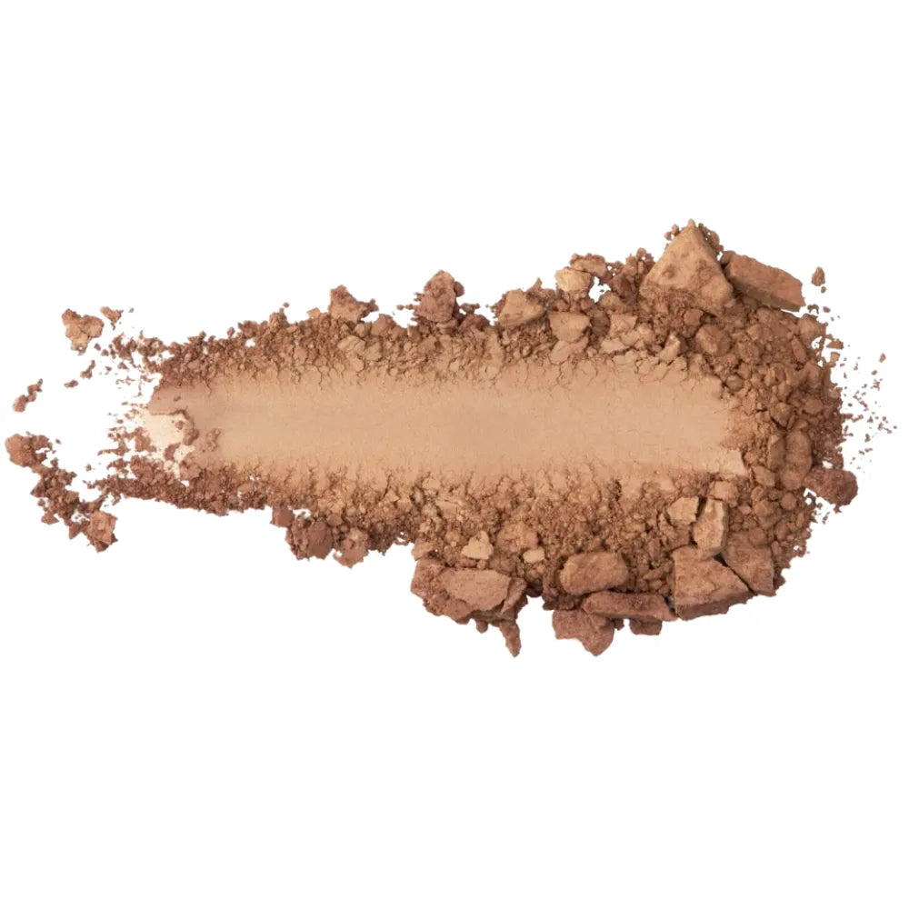 Brown makeup powder on a white background