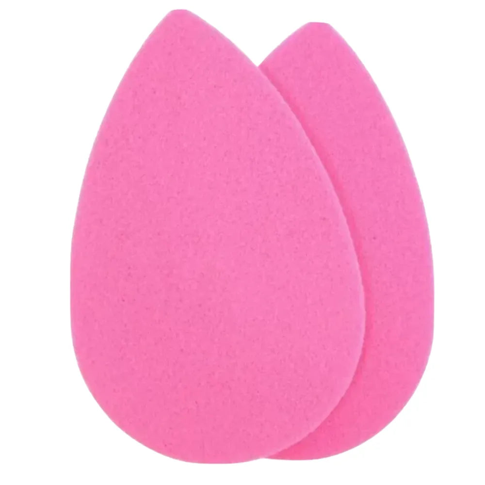 Two pink makeup sponges on a white background