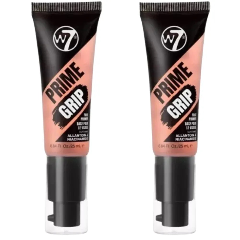 Two tubes of W7 Prime Grip product on a white background