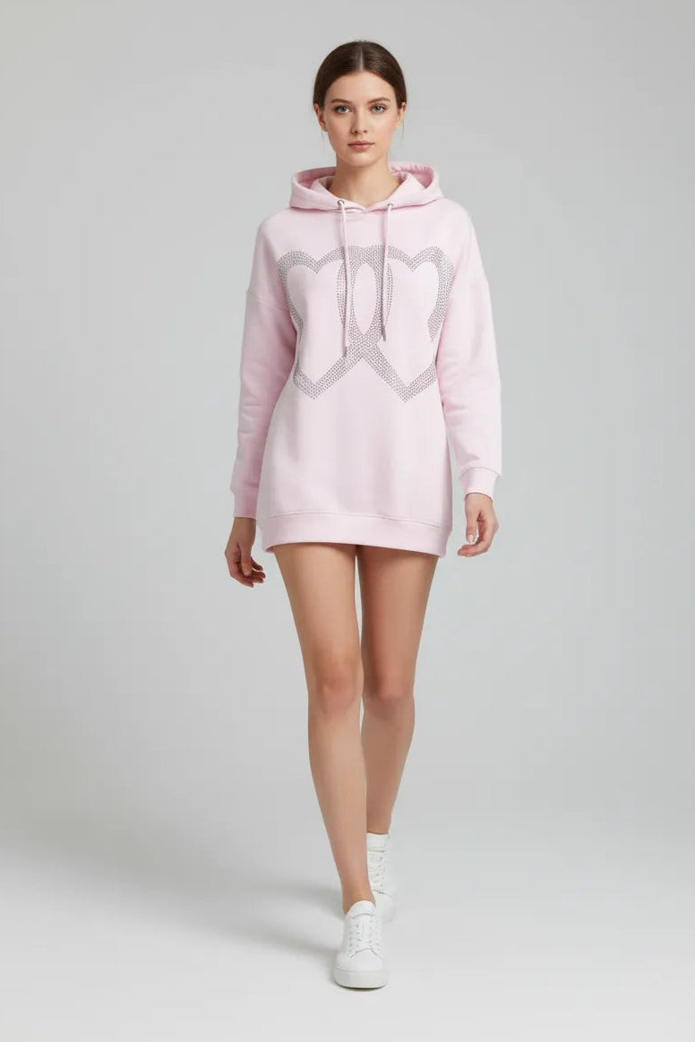 Women's Sequin heart pink hoodies