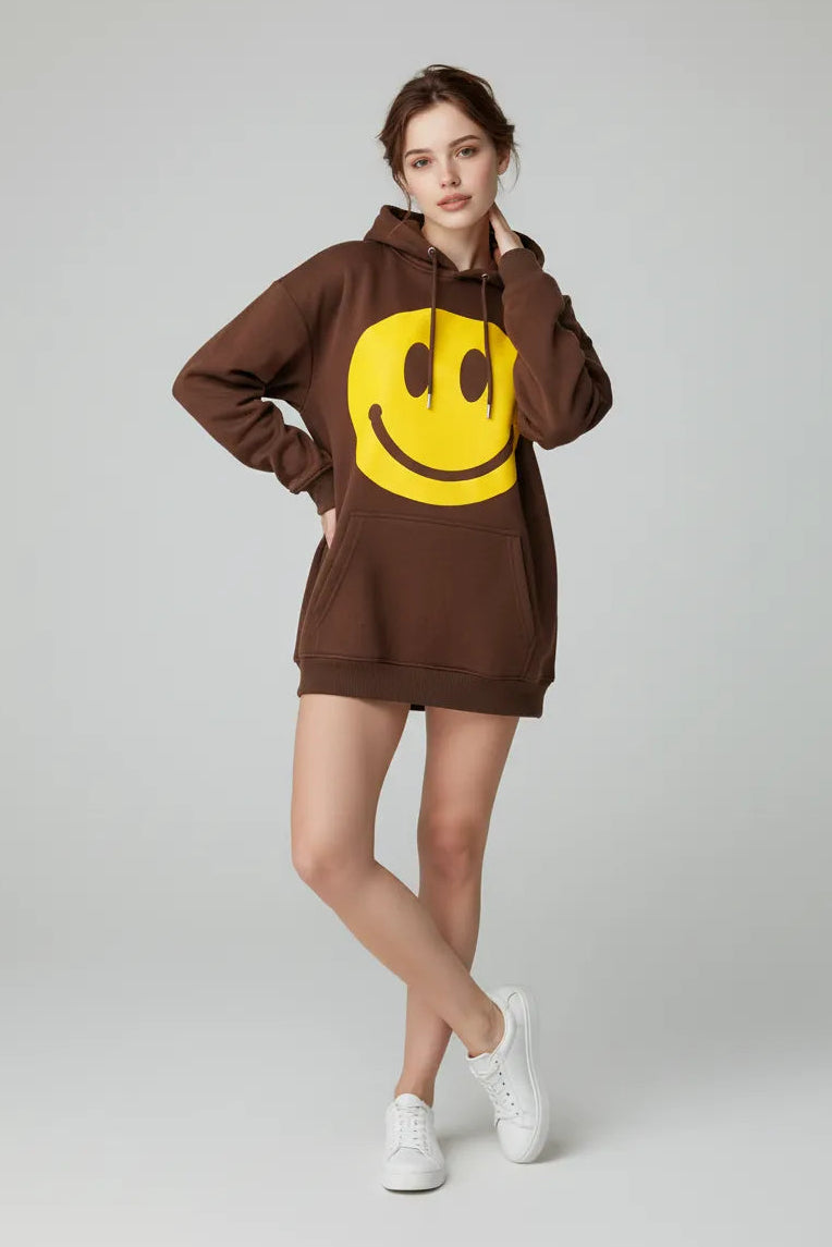 Women's emoji hoodies-Brown