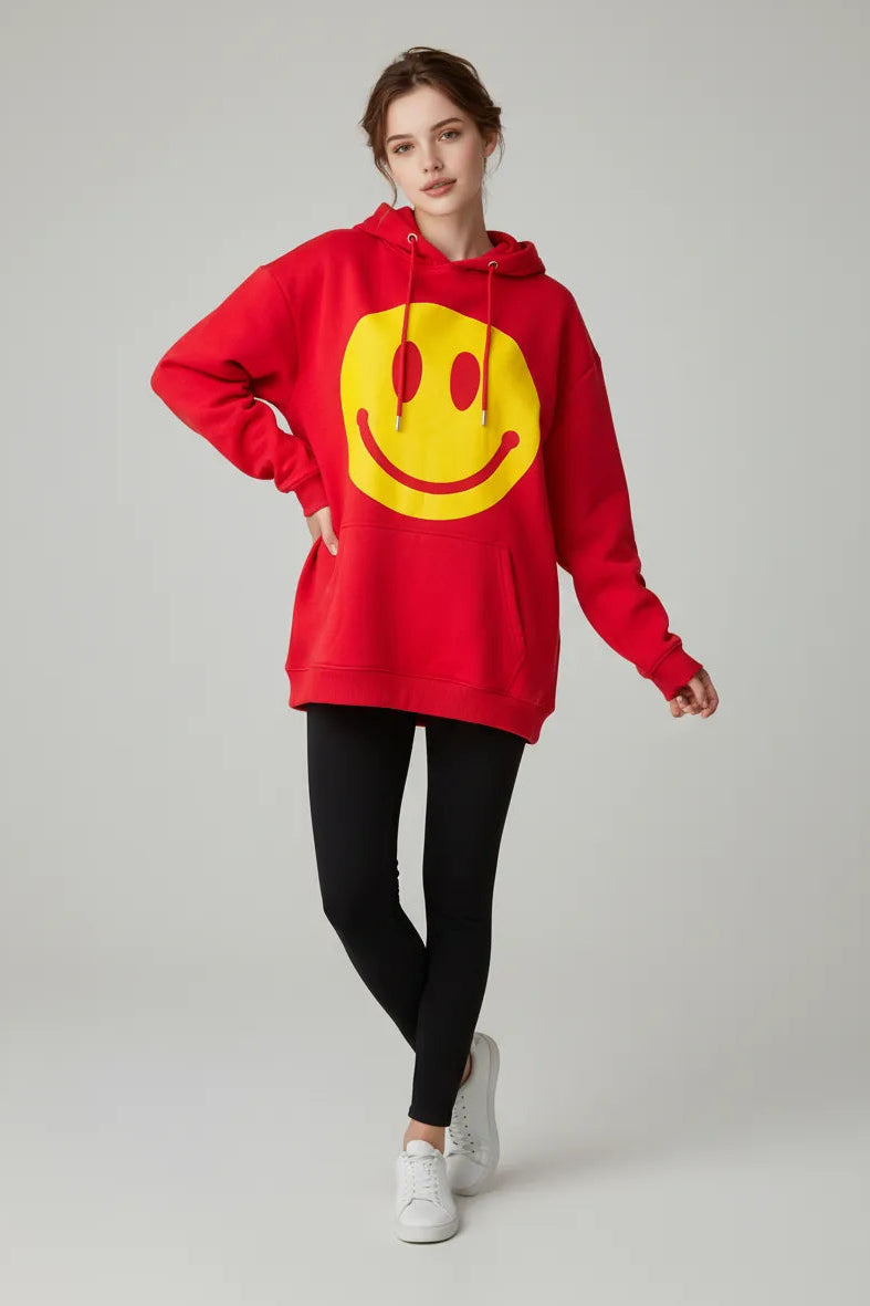 Women,s emoji hoodies-Red SM ,ML