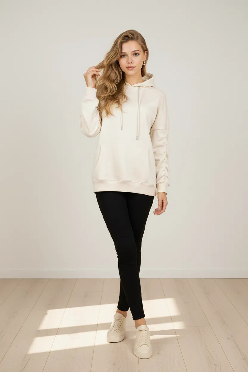 Women's plain beige hoodies