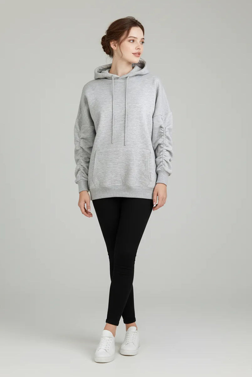 Women's plain grey hoodies Rouge Arm