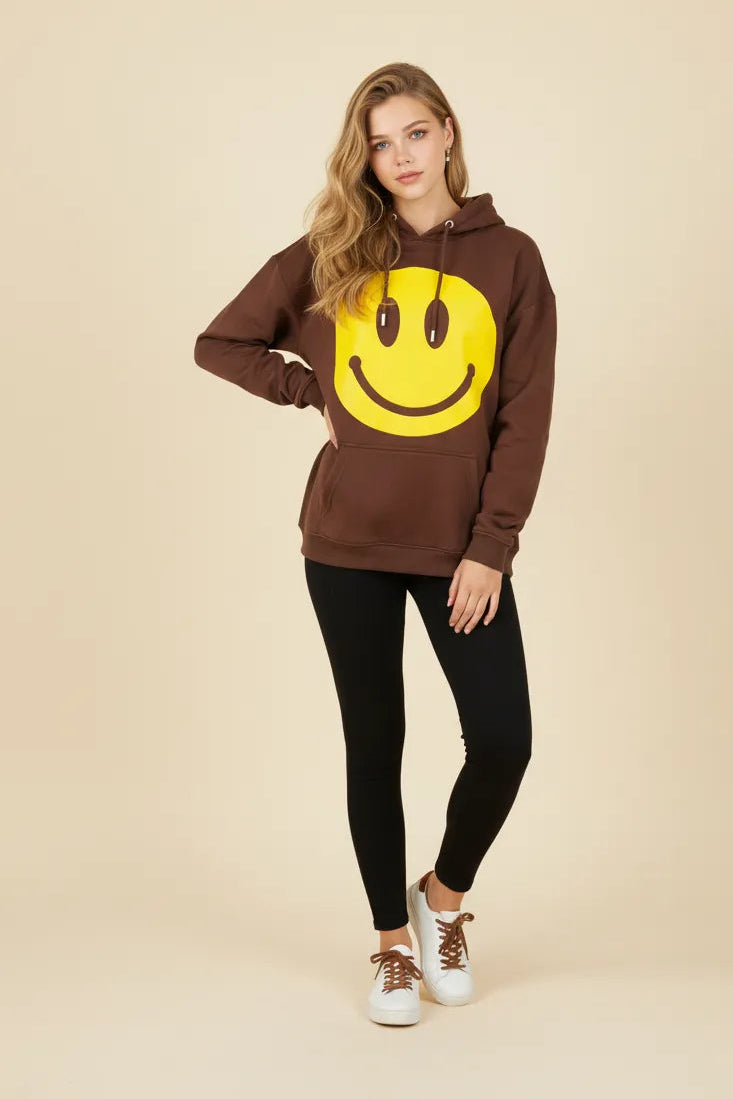 Women's emoji hoodies-Brown