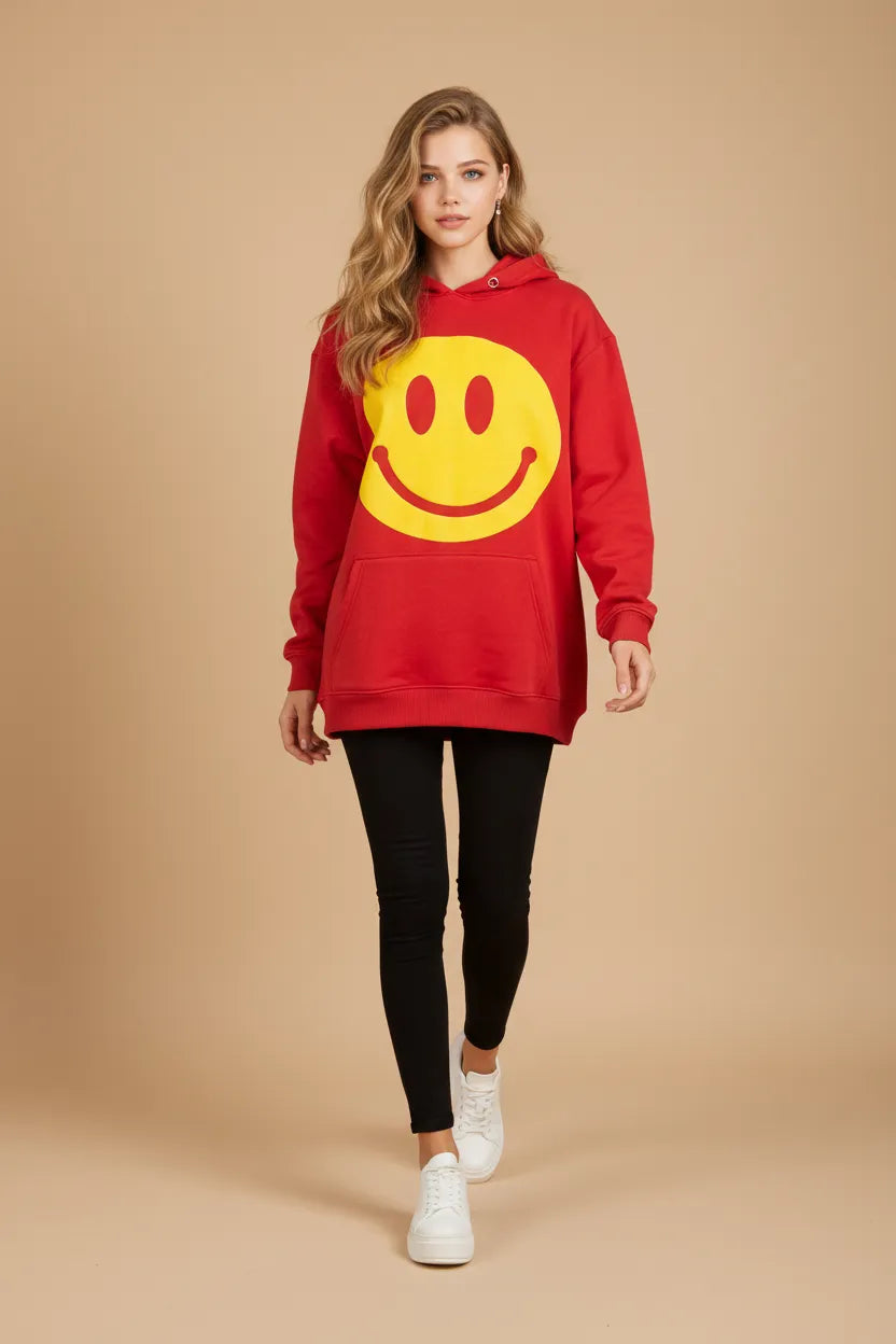 Women,s emoji hoodies-Red SM ,ML