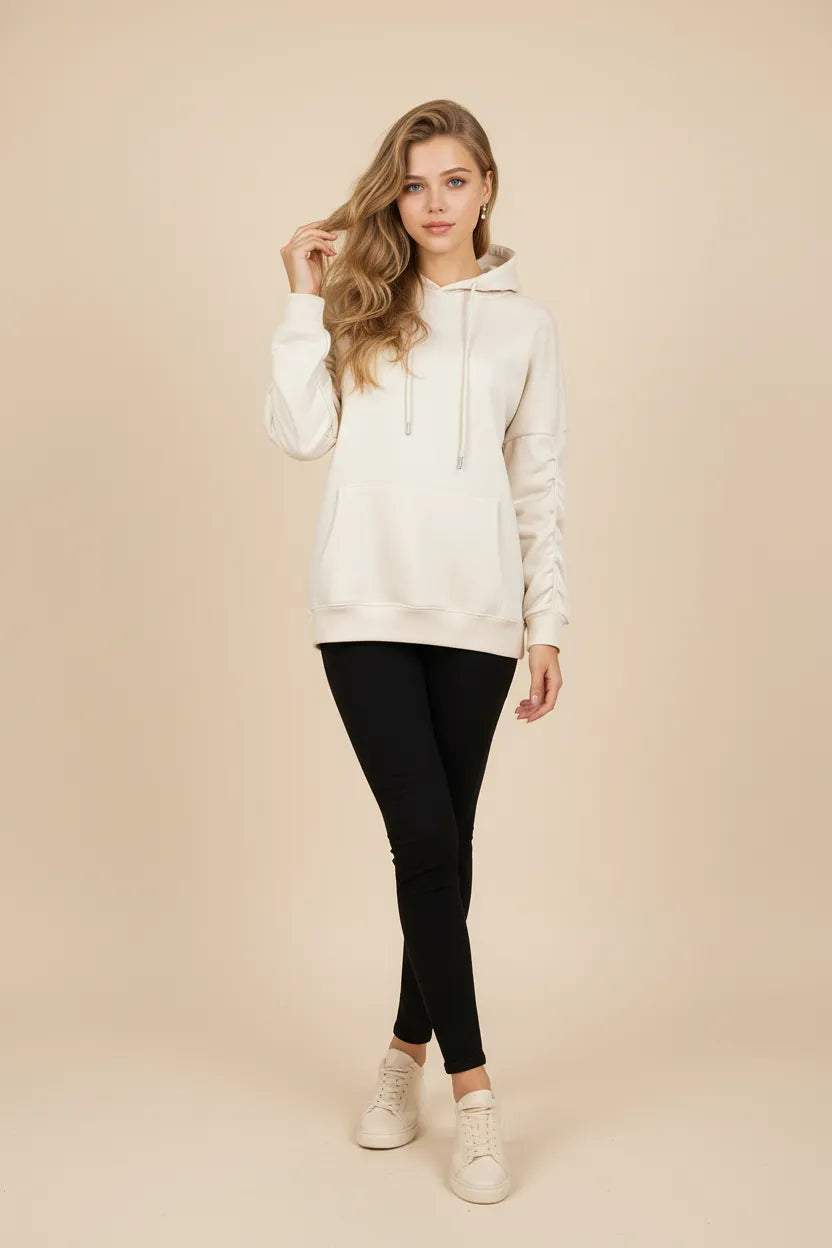 Women's plain beige hoodies