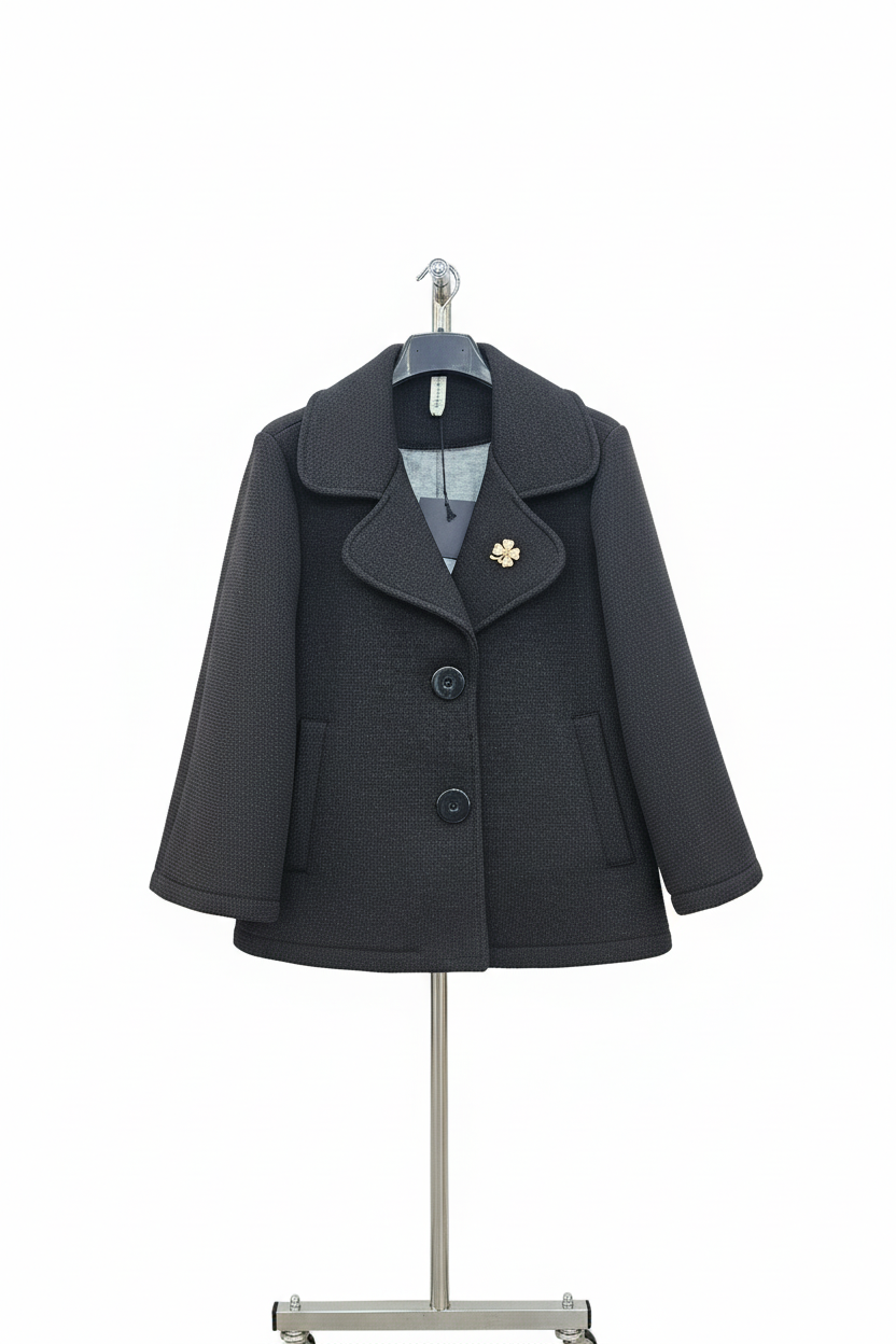 Black Cropped brooch Jacket