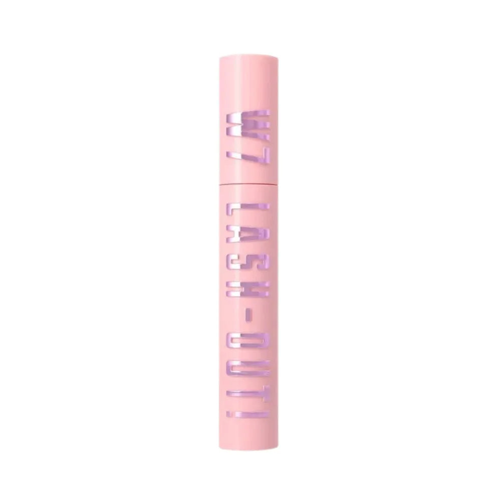 Pink mascara tube with 'BUT LASH QU!' text on a white background