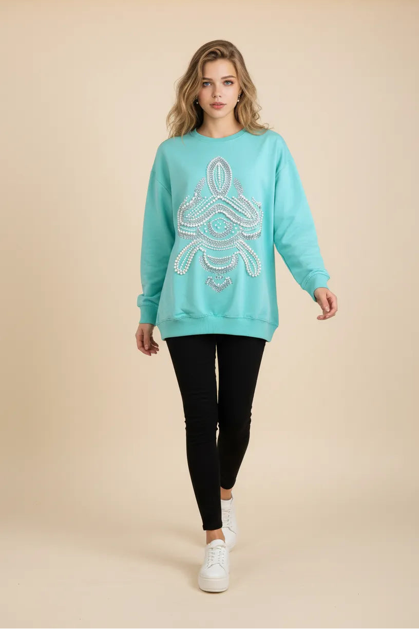 Pearl Green Colour Sweatshirt SM,ML