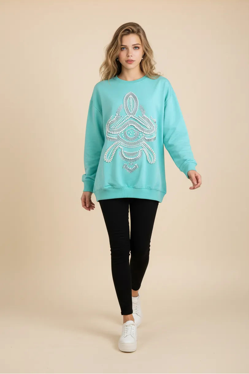 Pearl Green Colour Sweatshirt SM,ML