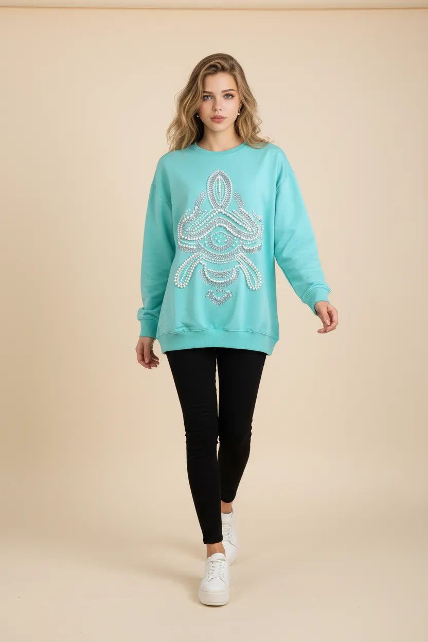 Pearl Green Colour Sweatshirt SM,ML