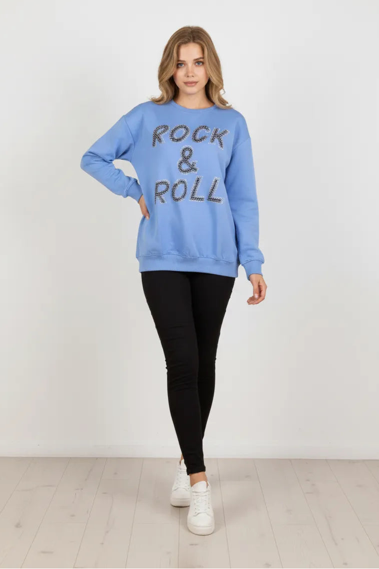 Woman Sweatshirt Rock & Roll Blue